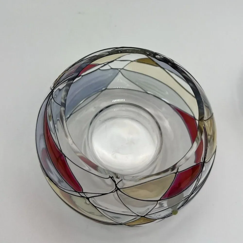 VNTG set of 2 PartyLite Mosiac Stained Glass Bubble Tea candle Light Holders